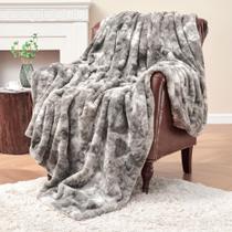 Cobertor Krifey Faux Fur Super Soft Cozy Marbled Grey