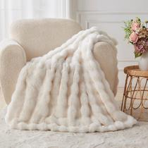 Cobertor Lotus Karen Faux Fur Cream Branco Twin Size 150x200cm
