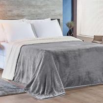 Cobertor Magnific Casal King Sherpa Com Manta Microfibra Toque Lã Carneiro 01 Peça - Cinza