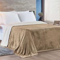 Cobertor Magnific Casal Queen Sherpa Com Manta Microfibra Toque Lã Carneiro 01 Peça - Cáqui Bege - 100% Poliéster