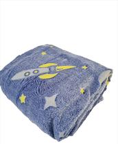 Cobertor Manta Astronauta Azul Brila no Escuro 180x200cm