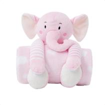 Cobertor Manta Bebê c/ Pelucia Antialergico Elefantinho Rosa