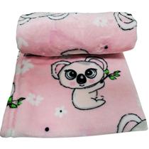Cobertor Manta Bebe Coala Com Florzinhas Antialérgica Macia