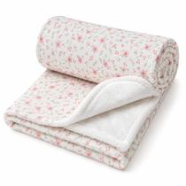 Cobertor Manta Bebê Dupla Face Floral Toque Suave