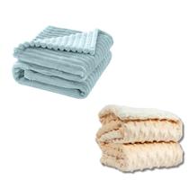 Cobertor Manta Bebê Kit 2pçs Bebê Wave Berço Azul e Marfim