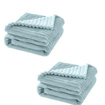 Cobertor Manta Bebê Kit 2pçs Bebê Wave Berço Azul