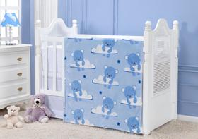 Cobertor Manta Bebe Menino Azul Flannel Macio Urso Etruria