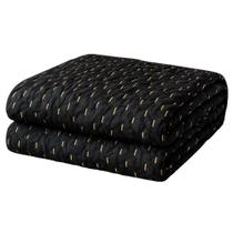 Cobertor Manta Casal Fio Dourado que Brilha Dupla Face - Preto