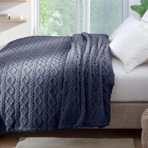 Cobertor Manta Casal Microfibra Toque Macio 2,20mx1,80m Tricot Azul Fofinho Felpudo Jolitex Cobertor Manta Casal Microfibra Toque Macio 2,20mx1,80m Tricot Azul Fofinho Felpudo Jolitex