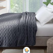 Cobertor Manta Casal Microfibra Toque Macio 2,20mx1,80m Tricot Cinza Fofinho Felpudo Jolitex
