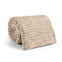 Cobertor Manta Casal Padrão Canelado Fleece Soft Macio 1,80m x 2,00m - Bege - Casa Chic Enxovais