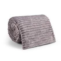 Cobertor Manta Casal Padrão Canelado Fleece Soft Macio 1,80m x 2,00m - Cinza escuro - Casa Chic Enxovais