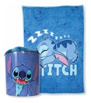 Cobertor Manta Com Balde 5l Pipoca Stitch Disney Infantil