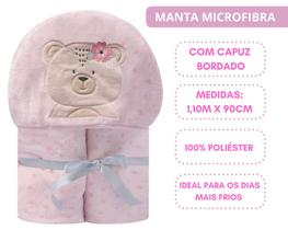 Cobertor/manta de bebê infantil c/ capuz bordado bichinhos