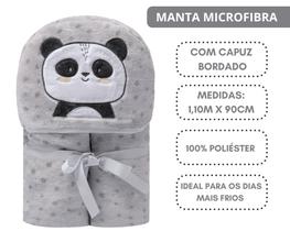 Cobertor/manta de bebê infantil c/ capuz bordado bichinhos