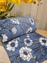 Cobertor Manta Felpuda Estampada Casal 01 Peça Flor Azul - Mais Lar