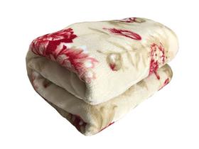Cobertor Manta Felpuda Estampada Casal 01 Peça Flor Vermelha - Mais Lar