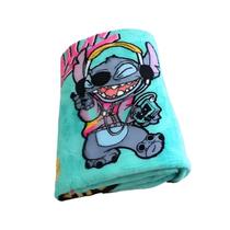 Cobertor Manta Fun Disney Oficial Stitch Azul Ciano 1,50 M X 2,00 M Jolitex