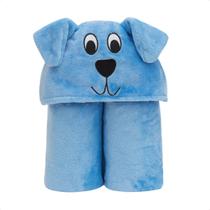 Cobertor Manta Infantil C/ Capuz Orelhinha Cachorro Azul
