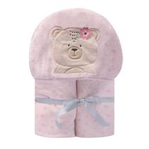 Cobertor Manta Mantinha Bebê Microfibra C/ Capuz Bordado 1.10x90cm Papi Friends