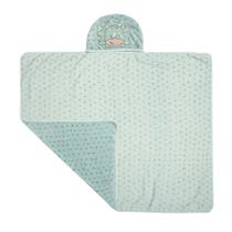 Cobertor Manta Mantinha para Bebe Bordado de Microfibra Papi Friends Com Touca Capuz 1,10M X 90cm Dino