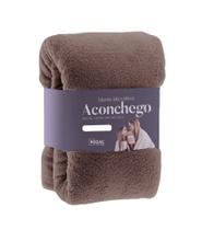 Cobertor Manta Microfibra - Solteiro - Liso - Marrom - 1,50m x 2,20m - Rozac