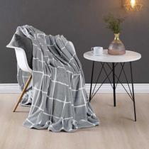 Cobertor Manta Minimalista Casal Padrão Manta Flannel Quadrados Inverno 01 Peça - Cinza