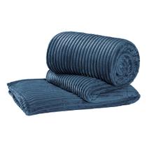 Cobertor Manta Moscou Casal Queen 2,40m x 2,20m Dupla Face Macio Premium - Azul