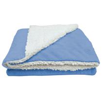 Cobertor Manta Soft Bebê Dupla Face Macio Sherpa Palha e Microfibra Azul - Vivart