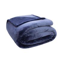 Cobertor Manta Velour Microfibra Casal Neo Classico Camesa Azul Marinho