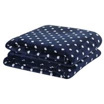 Cobertor Meggy Poá Casal Mantinha Flannel Bolinhas - Azul Marinho - Casa Scarpa