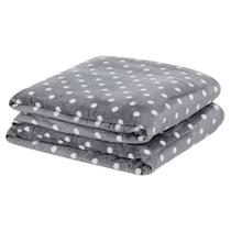 Cobertor Meggy Poá Solteiro Mantinha Flannel Bolinhas - Cinza Cobertor Meggy Poá Solteiro Mantinha Flannel Bolinhas - Cinza