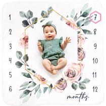 Cobertor mensal Milestone Calloo Baby Floral para menina