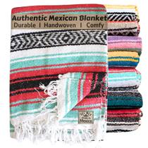 Cobertor mexicano Del Mex grande 178x127cm feito à mão rosa menta Cobertor mexicano Del Mex grande 178x127cm feito à mão rosa menta