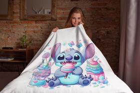 Cobertor Microfibra Branca Manta Quentinha Lilo Stitch