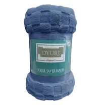 Cobertor Microfibra Casal Dyuri Square Jolitex Azul Marinho