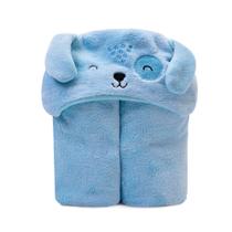 Cobertor microfibra de bebê capuz dog azul
