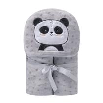 Cobertor microfibra de bebê capuz panda cinza Cobertor microfibra de bebê capuz panda cinza