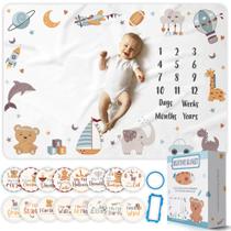 Cobertor Milestone Mensal OSTANDRAFFE para Bebê - 60x40cm Cobertor Milestone Mensal OSTANDRAFFE para Bebê - 60x40cm