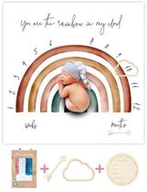 Cobertor Milestone Miaoberry Organic Rainbow Baby Unissex