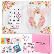 Cobertor Milestone Nestworthy Baby Girl 153x102cm de lã macia Cobertor Milestone Nestworthy Baby Girl 153x102cm de lã macia
