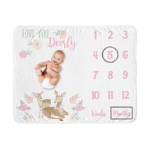 Cobertor Milestone Sweet Jojo Designs Woodland Deer Girl