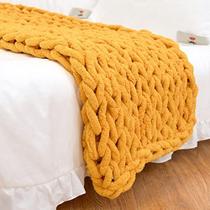 Cobertor MocadNG Chunky Knit Chenille 122x180 cm amarelo quente Cobertor MocadNG Chunky Knit Chenille 122x180 cm amarelo quente