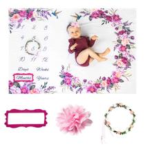 Cobertor Monthly Milestone Bliss n' Baby para menina Cobertor Monthly Milestone Bliss n' Baby para menina