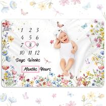 Cobertor Monthly Milestone Nuanchu Wildflower Baby 100x150cm