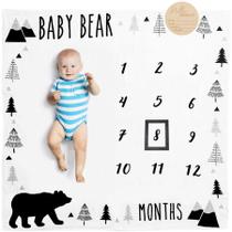 Cobertor Monthly Milestone Pondering Pine Baby Bear Boy Cobertor Monthly Milestone Pondering Pine Baby Bear Boy