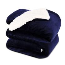 Cobertor NANPIPER Warm Sherpa Fleece King Size azul marinho