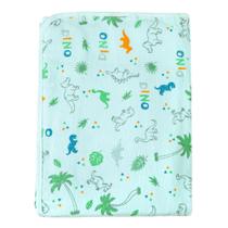 Cobertor Papi Flanelado 1,10m X 90cm Dinossauro Azul