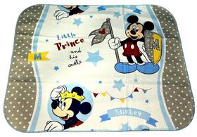 Cobertor Para Bebê Inverno Personagem Menino Mickey Mouse Disney - Pequeno Príncipe E Seu Castelo - Branco E Azul - Minasrey