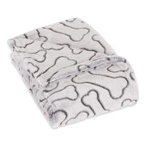 Cobertor para Pets Bone Dry 91x122 cm Preto com Estampa em Relevo de Ossos